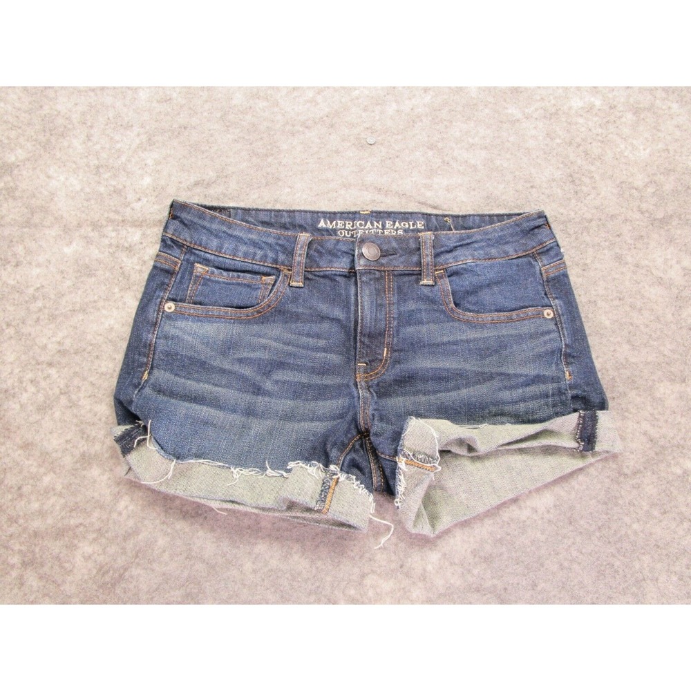 American Eagle Shorts Womens 8 blue jean‎ cutoff Stretch
